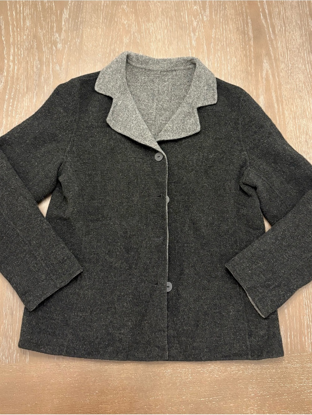 Women’s Two-Tone Gray Reversible Pea Coat